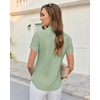 image:imagesiliteelon Slim fit Women Button Down Shirts Stretch Short Sleeve Button up Wrinkle Free Business Classic Office WorkGreen