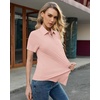 image:imagesiliteelon Slim fit Women Button Down Shirts Stretch Short Sleeve Button up Wrinkle Free Business Classic Office WorkLight Pink