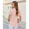 image:imagesiliteelon Slim fit Women Button Down Shirts Stretch Short Sleeve Button up Wrinkle Free Business Classic Office WorkLight Pink