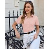 image:imagesiliteelon Slim fit Women Button Down Shirts Stretch Short Sleeve Button up Wrinkle Free Business Classic Office WorkLight Pink