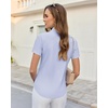 image:imagesiliteelon Slim fit Women Button Down Shirts Stretch Short Sleeve Button up Wrinkle Free Business Classic Office WorkLight Purple