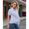 image:imagesiliteelon Slim fit Women Button Down Shirts Stretch Short Sleeve Button up Wrinkle Free Business Classic Office WorkLight Purple