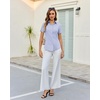 image:imagesiliteelon Slim fit Women Button Down Shirts Stretch Short Sleeve Button up Wrinkle Free Business Classic Office WorkLight Purple