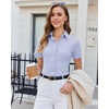 image:imagesiliteelon Slim fit Women Button Down Shirts Stretch Short Sleeve Button up Wrinkle Free Business Classic Office WorkLight Purple