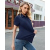 image:imagesiliteelon Slim fit Women Button Down Shirts Stretch Short Sleeve Button up Wrinkle Free Business Classic Office WorkNavy Blue