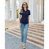 image:imagesiliteelon Slim fit Women Button Down Shirts Stretch Short Sleeve Button up Wrinkle Free Business Classic Office WorkNavy Blue