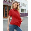 image:imagesiliteelon Slim fit Women Button Down Shirts Stretch Short Sleeve Button up Wrinkle Free Business Classic Office WorkRed