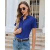 image:imagesiliteelon Slim fit Women Button Down Shirts Stretch Short Sleeve Button up Wrinkle Free Business Classic Office WorkRoyal Blue