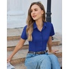 image:imagesiliteelon Slim fit Women Button Down Shirts Stretch Short Sleeve Button up Wrinkle Free Business Classic Office WorkRoyal Blue