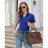 image:imagesiliteelon Slim fit Women Button Down Shirts Stretch Short Sleeve Button up Wrinkle Free Business Classic Office WorkRoyal Blue