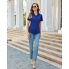 image:imagesiliteelon Slim fit Women Button Down Shirts Stretch Short Sleeve Button up Wrinkle Free Business Classic Office WorkRoyal Blue