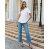 image:imagesiliteelon Slim fit Women Button Down Shirts Stretch Short Sleeve Button up Wrinkle Free Business Classic Office WorkWhite