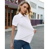 image:imagesiliteelon Slim fit Women Button Down Shirts Stretch Short Sleeve Button up Wrinkle Free Business Classic Office WorkWhite