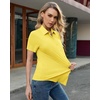 image:imagesiliteelon Slim fit Women Button Down Shirts Stretch Short Sleeve Button up Wrinkle Free Business Classic Office WorkYellow
