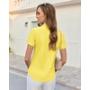 image:imagesiliteelon Slim fit Women Button Down Shirts Stretch Short Sleeve Button up Wrinkle Free Business Classic Office WorkYellow