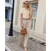 image:imagesiliteelon Womens Button Down Shirt Slim Fit Stretch Short Sleeve Dress Shirt Wrinkle Free Collared Business Work Blouse TopBeige