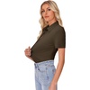 image:imagesiliteelon Womens Button Down Shirt Slim Fit Stretch Short Sleeve Dress Shirt Wrinkle Free Collared Business Work Blouse TopBrown