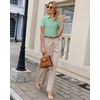 image:imagesiliteelon Womens Button Down Shirt Slim Fit Stretch Short Sleeve Dress Shirt Wrinkle Free Collared Business Work Blouse TopLight Green