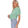 image:imagesiliteelon Womens Button Down Shirt Slim Fit Stretch Short Sleeve Dress Shirt Wrinkle Free Collared Business Work Blouse TopLight Green