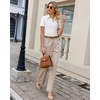 image:imagesiliteelon Womens Button Down Shirt Slim Fit Stretch Short Sleeve Dress Shirt Wrinkle Free Collared Business Work Blouse TopWhite