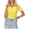 image:imagesiliteelon Womens Button Down Shirt Slim Fit Stretch Short Sleeve Dress Shirt Wrinkle Free Collared Business Work Blouse TopYellow