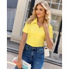 image:imagesiliteelon Womens Button Down Shirt Slim Fit Stretch Short Sleeve Dress Shirt Wrinkle Free Collared Business Work Blouse TopYellow
